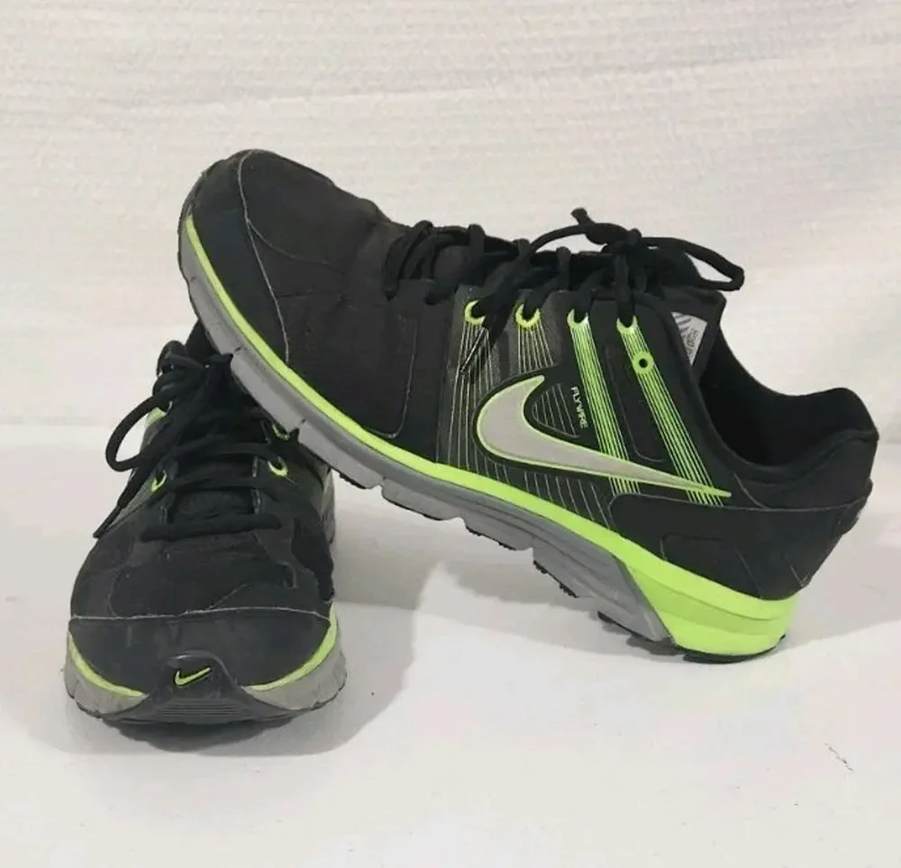 VTG Nike Anodyne DS Flywire Mens Black Neon Green Athletic Running Shoes Size 12